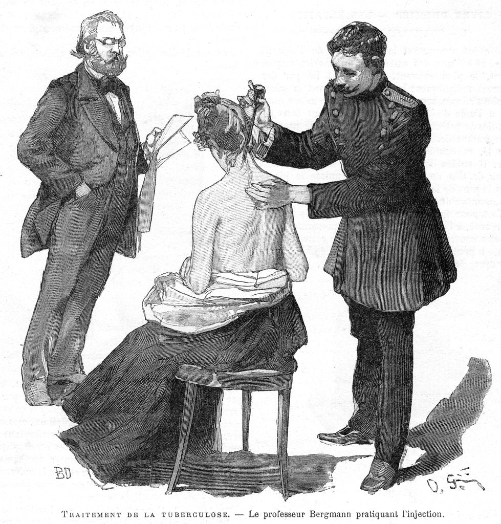 Detail of Professor Bergmann injecting a tuberculosis patient, 1891 by Unknown