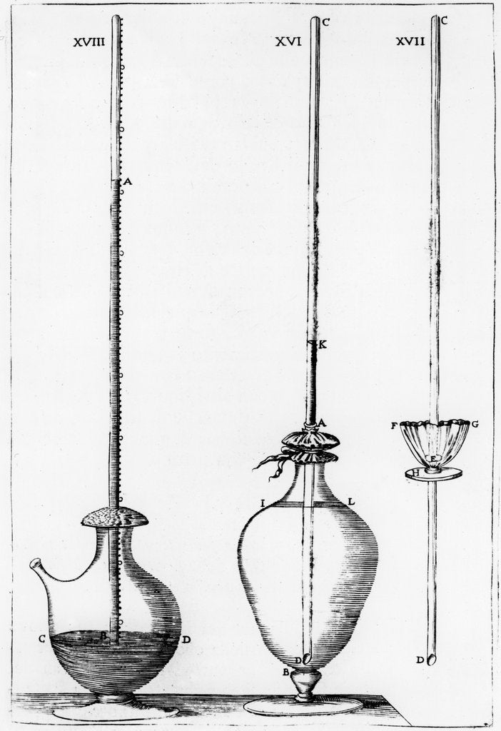 Detail of Experimental barometers used by the Accademia dell Cimento, Florence, Italy, 1691 by Unknown