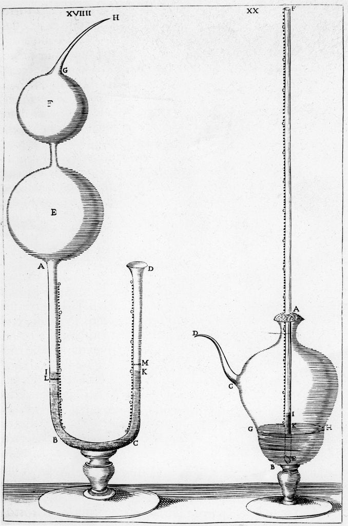 Detail of Experimental barometers used by the Accademia dell Cimento, Florence, Italy, 1691 by Unknown