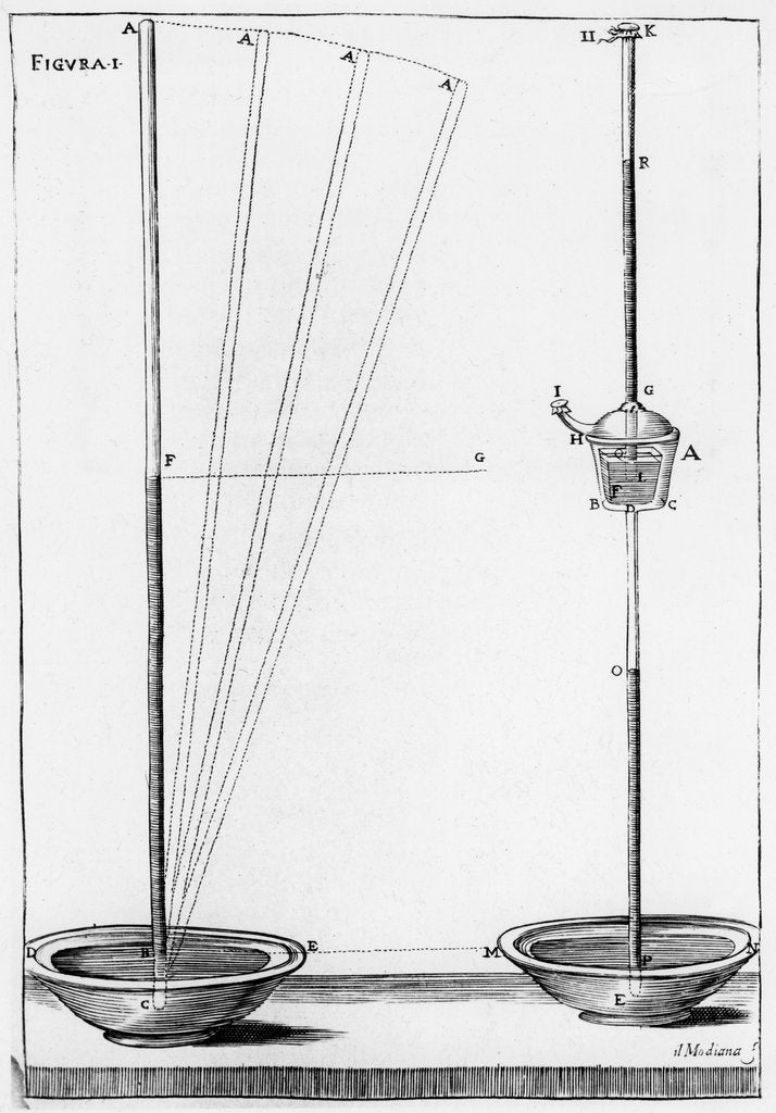 Detail of Experimental barometers used by the Accademia dell Cimento, Florence, Italy, 1691 by Unknown