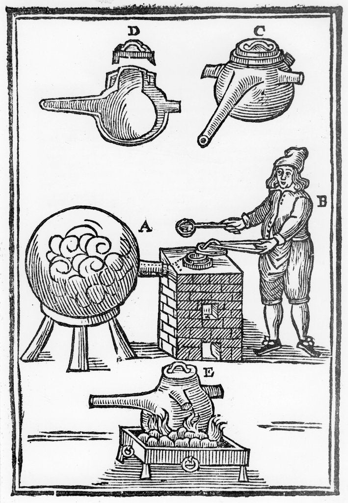 Detail of Distillation of Oil of Vitriol (sulphuric acid or H2S04), 1651 by Unknown