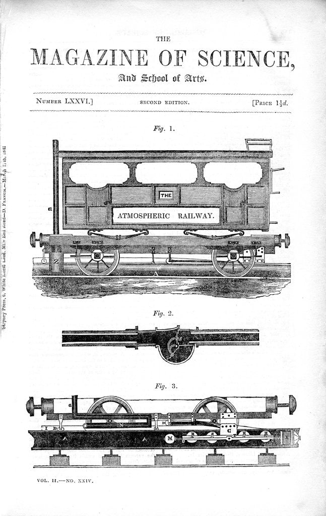 Detail of Clegg and Samuda's atmospheric railway, 1845 by Unknown