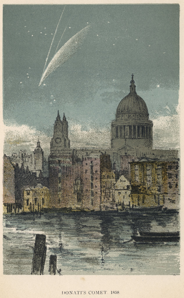 Detail of Donati's comet of 1858 viewed over St Paul's Cathedral, London, 1884 by Unknown