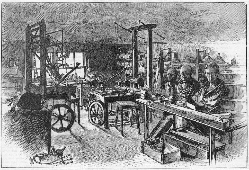 Detail of James Watt's workshop at Heathfield Hall, Birmingham, 1886 by Unknown