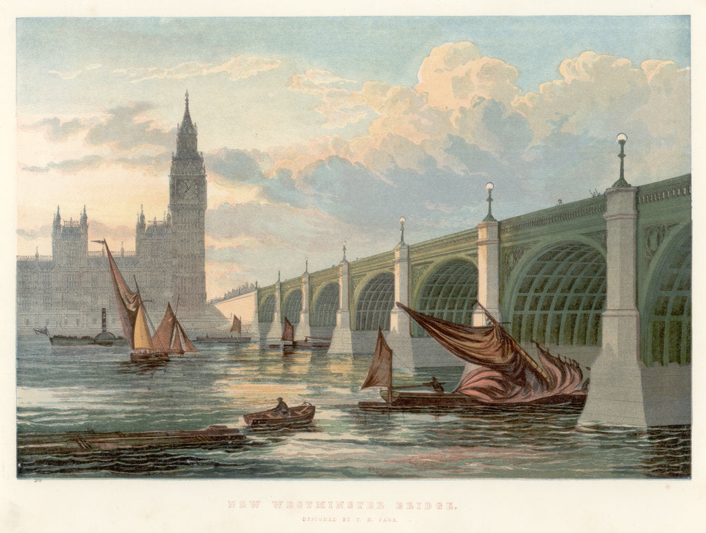 Detail of Westminster Bridge, London, looking from the south bank of the Thames, 1858 by Unknown