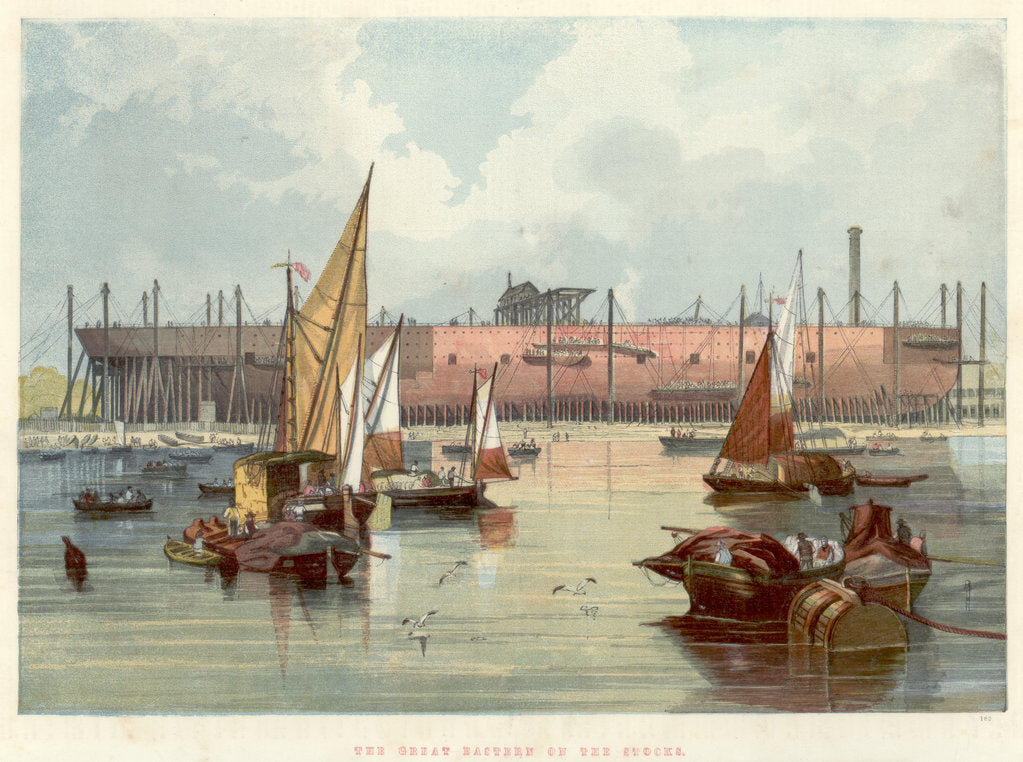 Detail of Great Eastern on the stocks at Millwall on the Thames, 1857 by Unknown