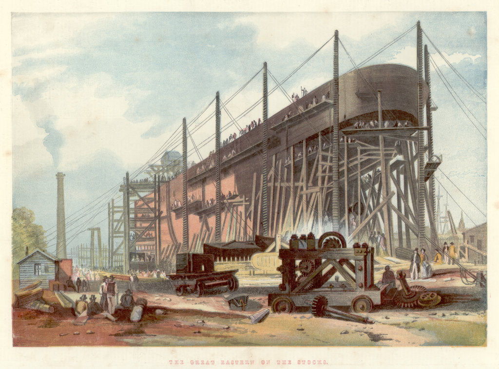 Detail of Great Eastern on the stocks at Millwall on the Thames, 1857 by Unknown