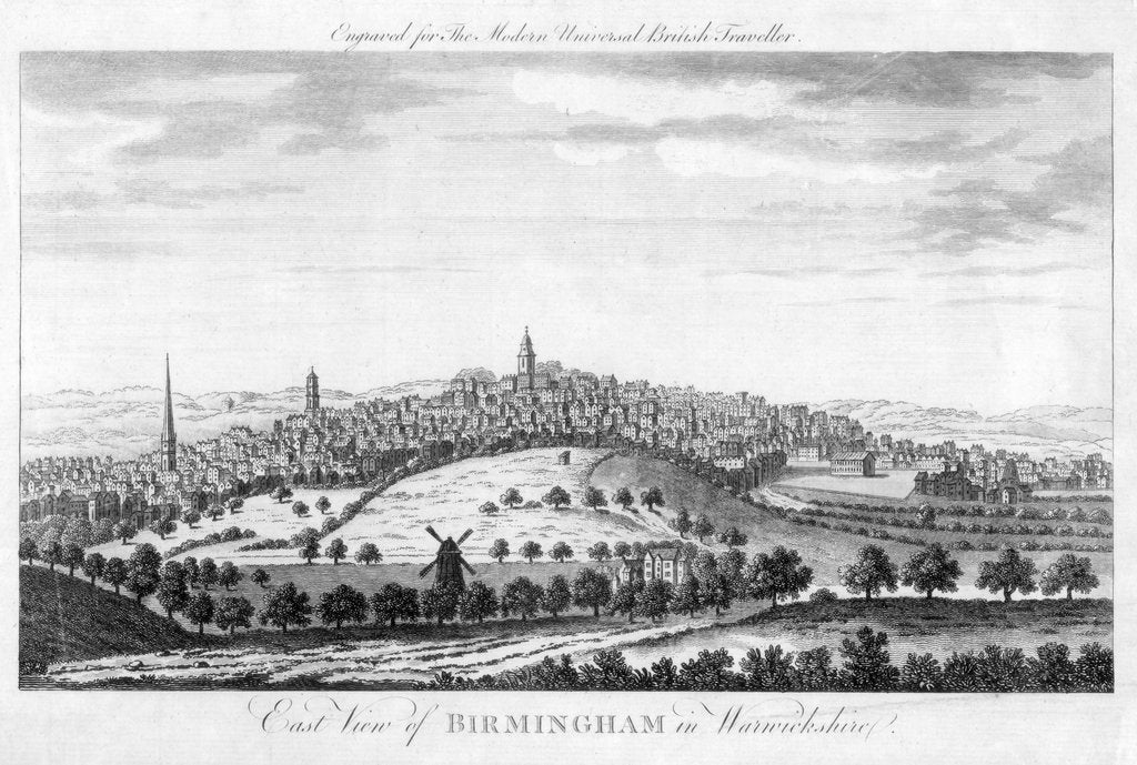 Detail of East View of Birmingham in Warwickshire, 1779 by Unknown