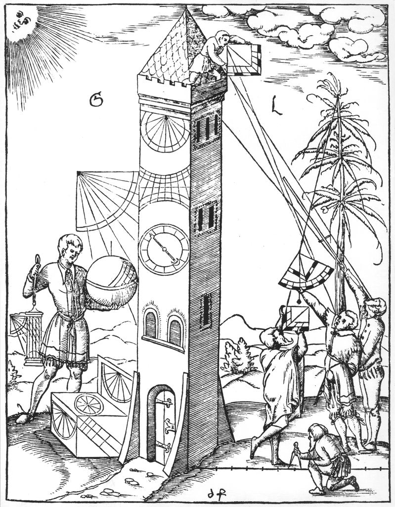 Detail of Surveying and timekeeping, 1551 by Unknown