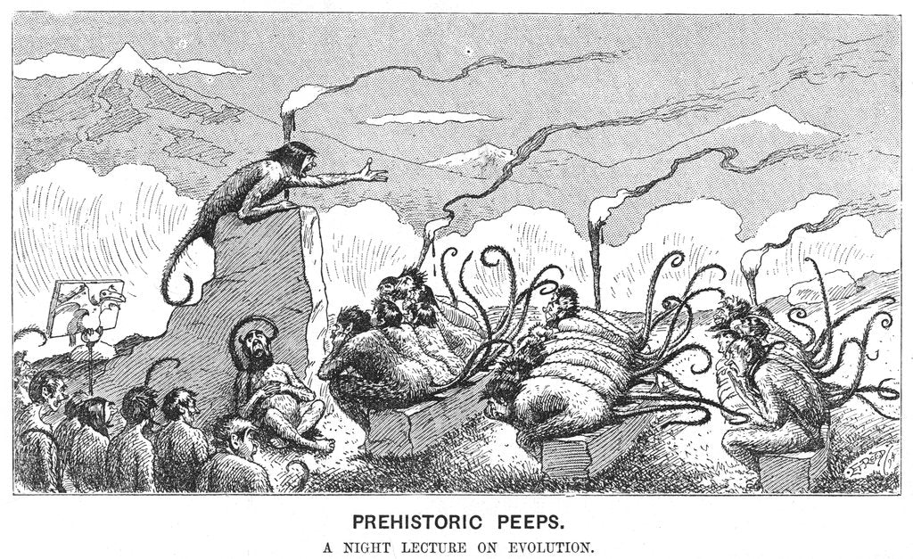 Detail of Prehistoric Peeps: A Night Lecture on Evolution, 1894. by Edward Tennyson Reed