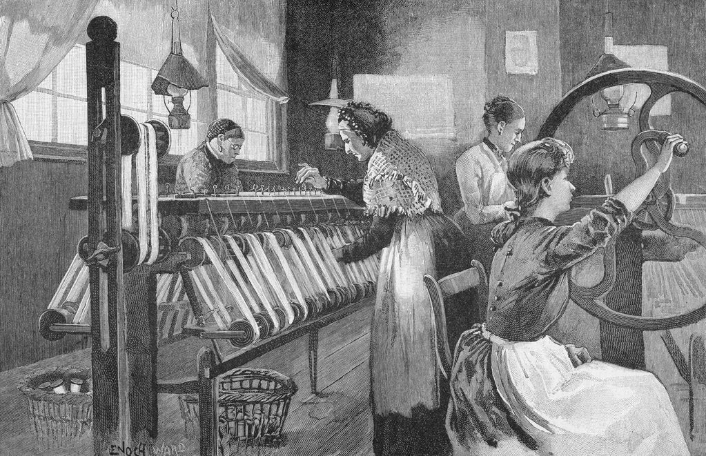 Detail of Spitalfields silk weavers, 1893 by Enoch Ward