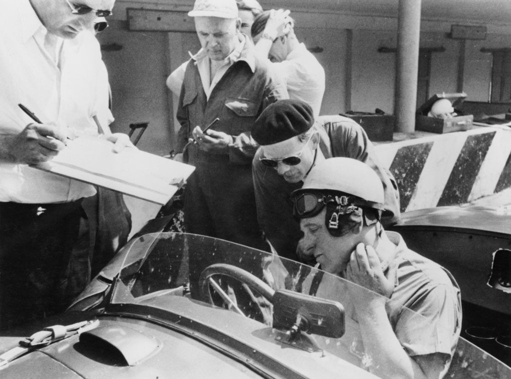 Detail of Reg Parnell in Aston Martin DB3S, Monza, 1952 by Unknown