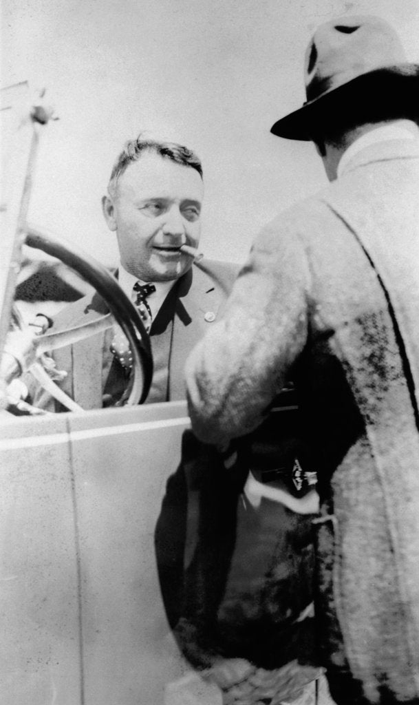 Detail of Barney Oldfield, pace car driver for the Indianapolis 500, 1922 by Unknown