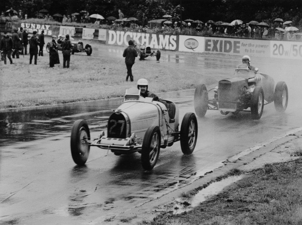 Detail of Neil Corner in a Bugatti at Oulton Park by Anonymous