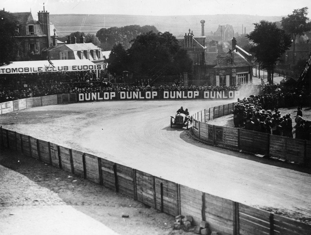 Detail of An Austin 100hp car taking a bend, French Grand Prix, Dieppe, 1908 by Unknown