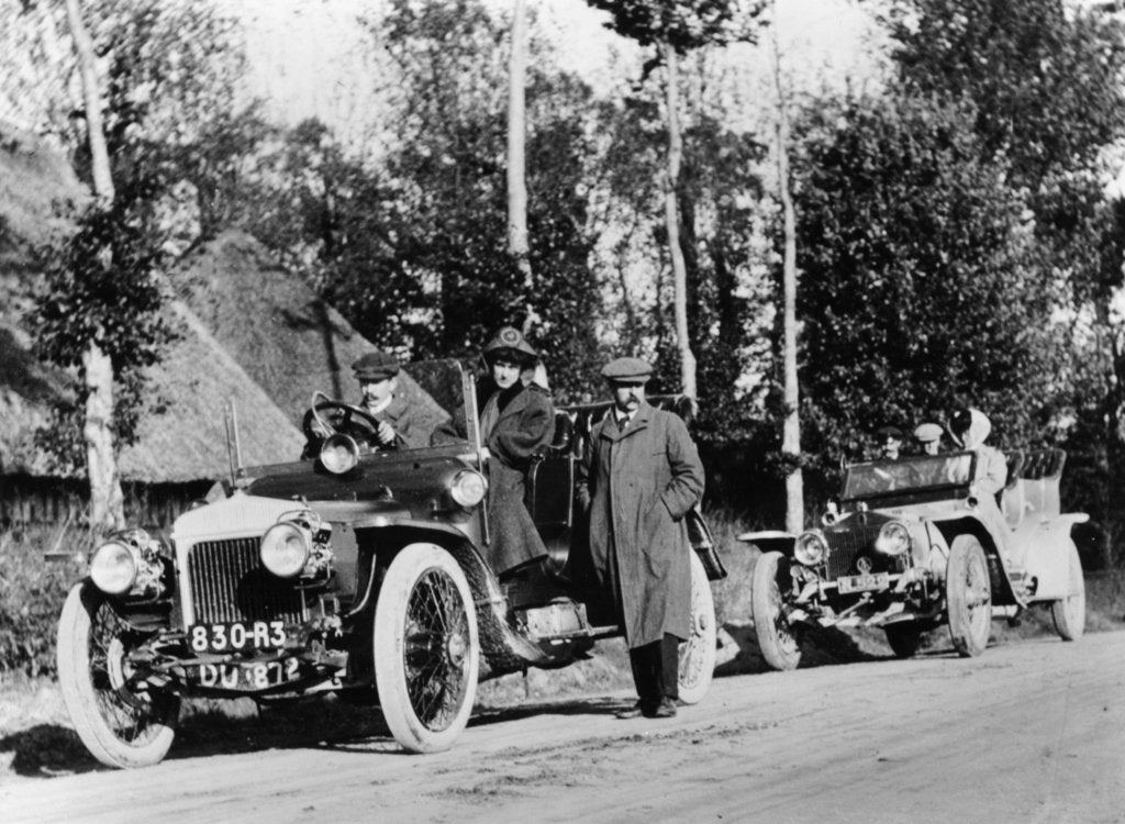 Detail of A comparative trial between a Daimler and Rolls Royce Silver Ghost, c1909 by Unknown