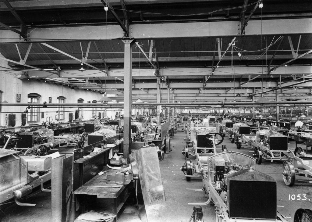 Detail of Rolls-Royce Silver Ghosts under construction, Derby, c1912 by Unknown