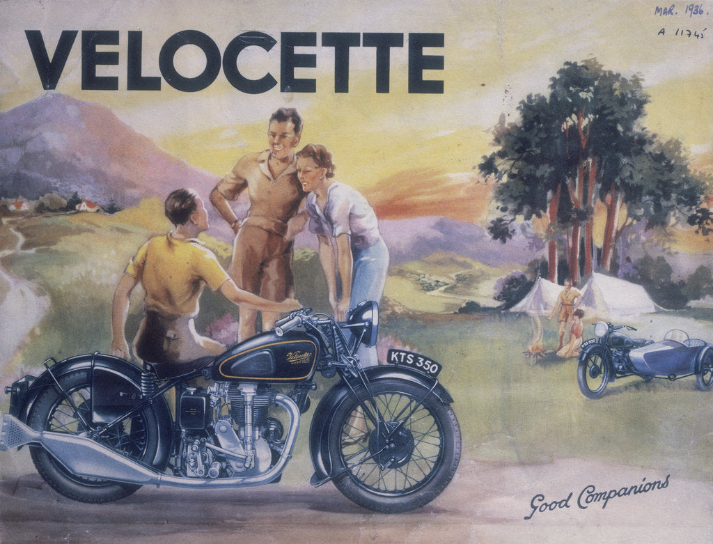 Detail of Poster advertising Velocette motor bikes, 1936 by Unknown