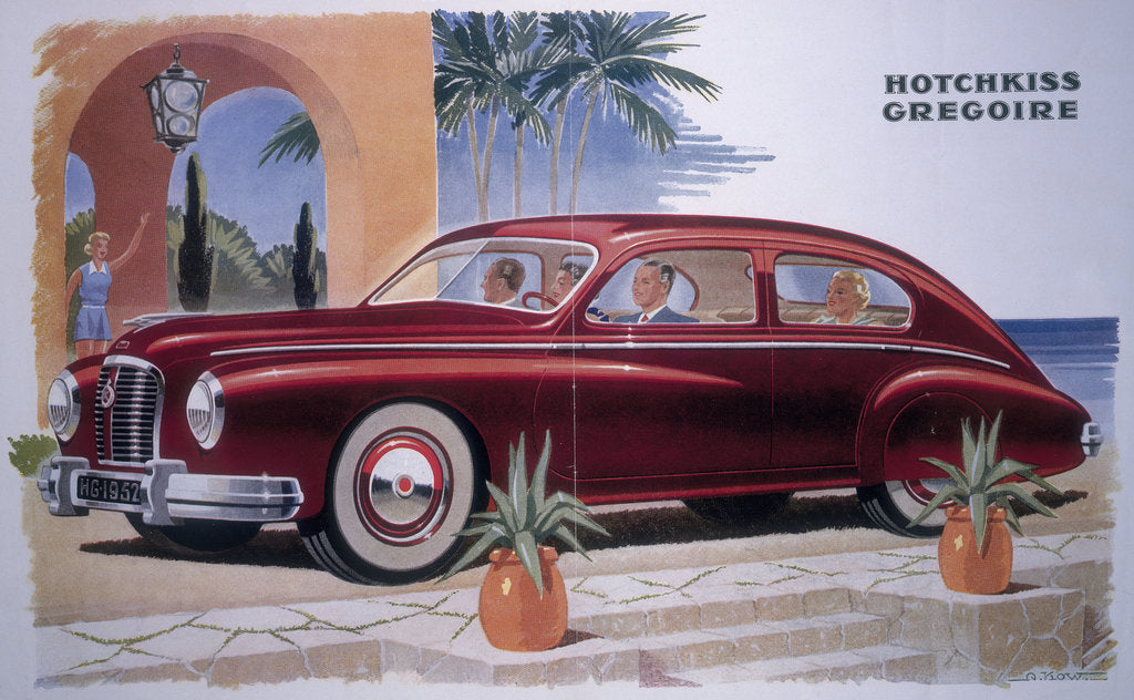 Detail of Poster advertising a Hotchkiss-Gregoire car, 1951 by Unknown