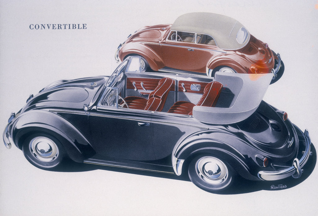 Detail of Poster advertising a Volkswagen Convertible, 1959 by Unknown