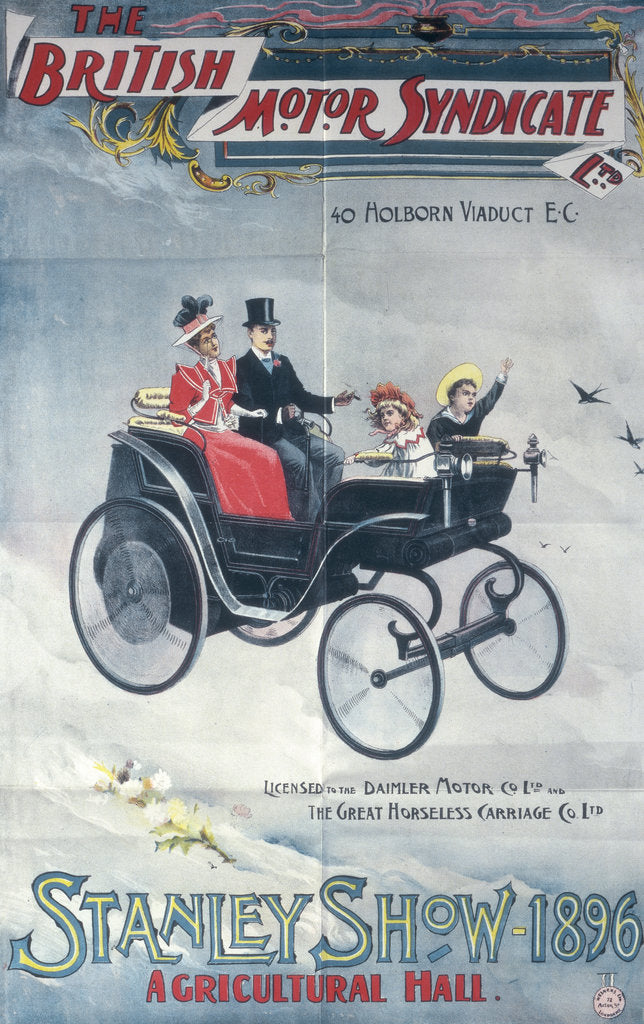 Detail of Poster advertising the British Motor Syndicate Stanley Show, 1896 by Unknown