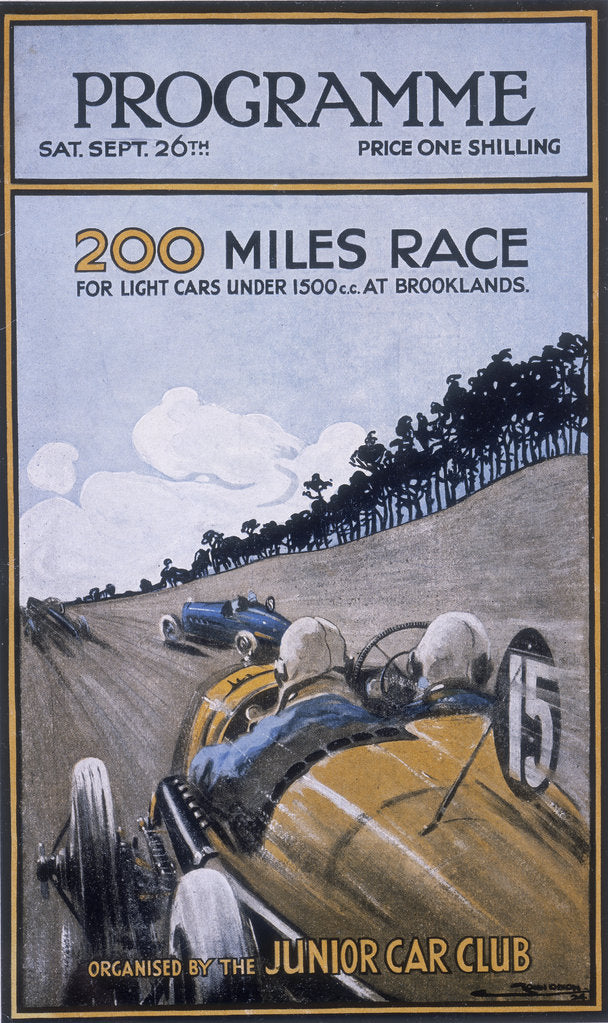 Detail of Programme for the 200 miles race, Brooklands, 1925 by Unknown