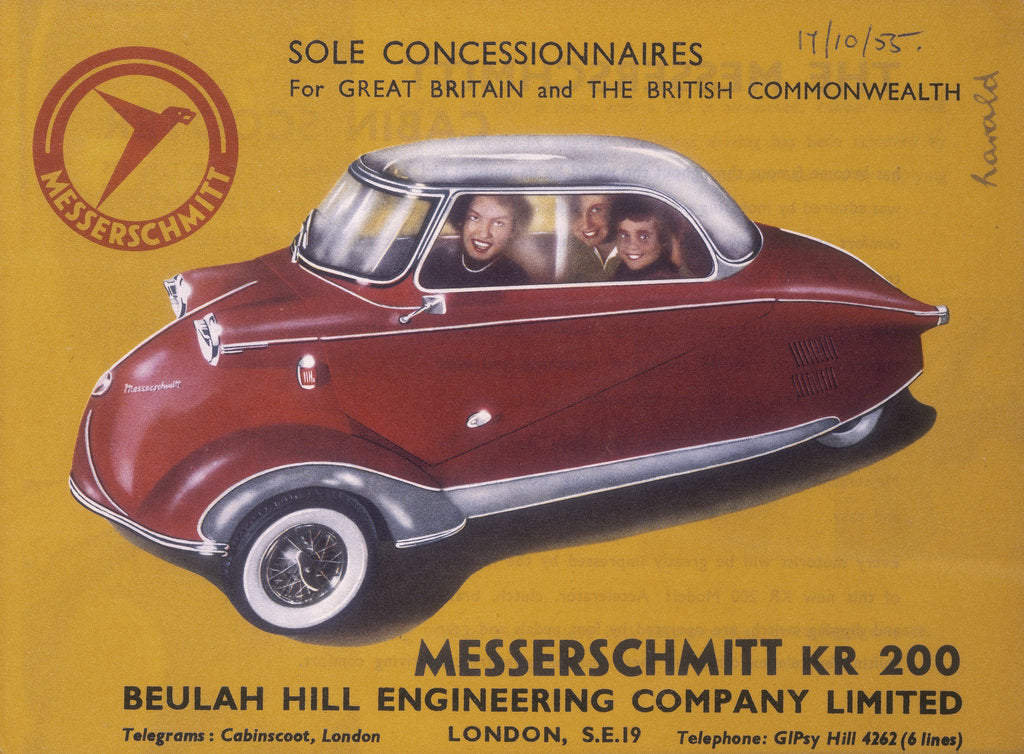 Detail of Poster advertising a Messerschmidt KR 200, 1955 by Unknown