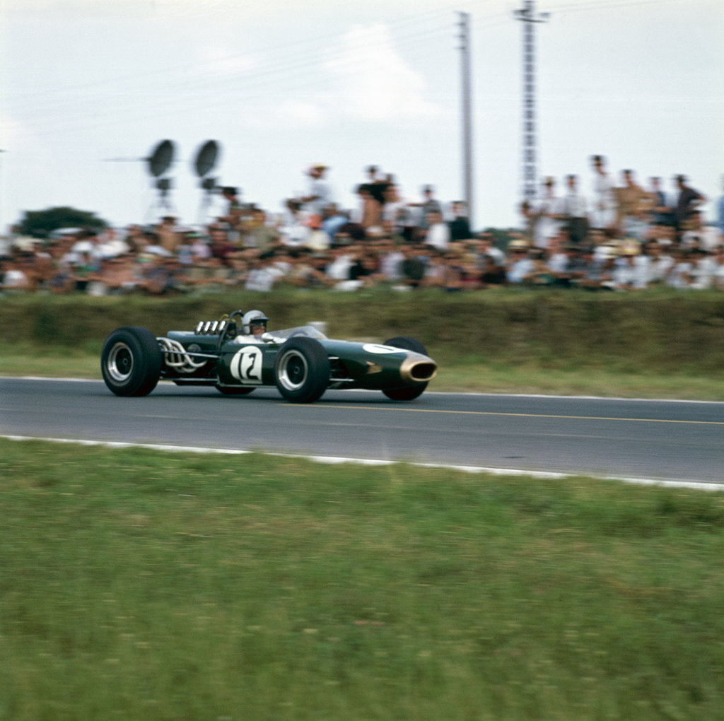 Detail of Jack Brabham racing a Brabham-Repco BT19, French Grand Prix, Reims, France, 1966 by Unknown