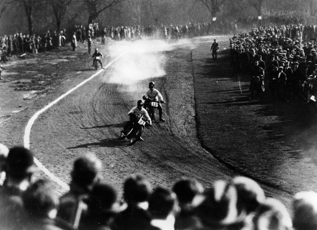 Detail of Ivor Creek riding a Norton Model 18, Epping Forest, Essex, February, 1928 by Unknown