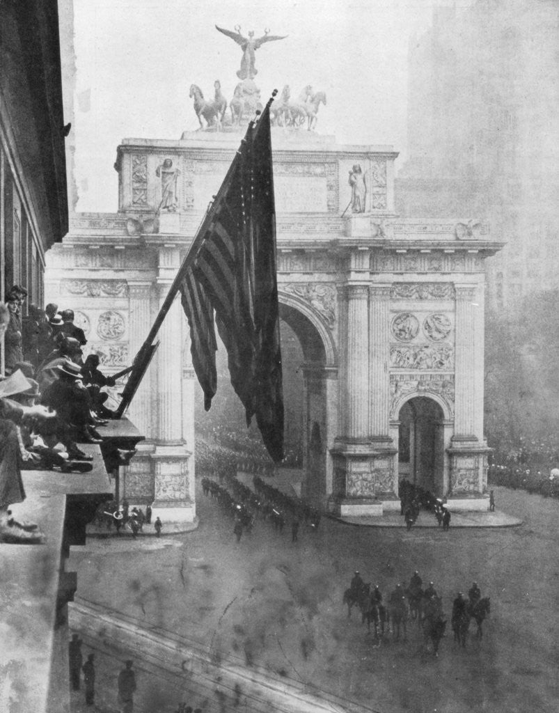 Detail of US 1st Army passing through the Victory Arch, Madison Square, New York, USA by Anonymous