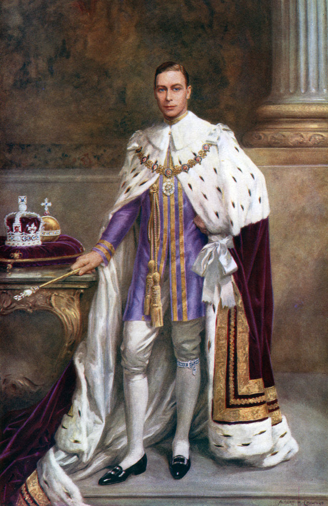 Detail of King George VI in coronation robes by Albert Henry Collings