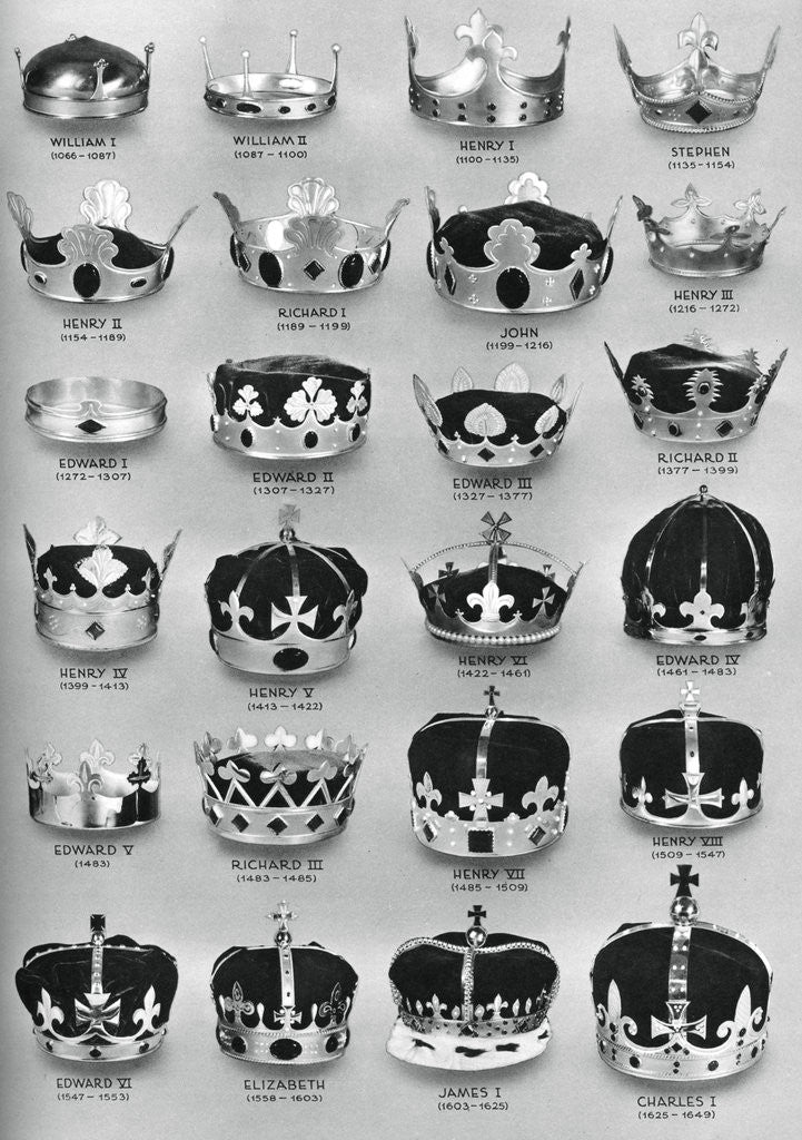 Detail of The crowns of English sovereigns from William the Conqueror to Charles I by Anonymous