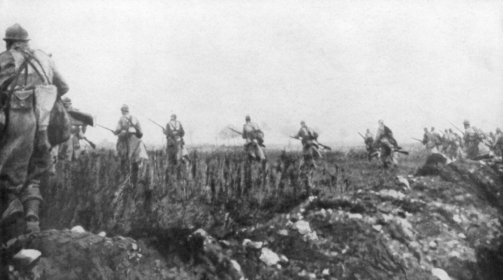 Detail of The French launch their offensive, 2nd Battle of Champagne, France by Anonymous