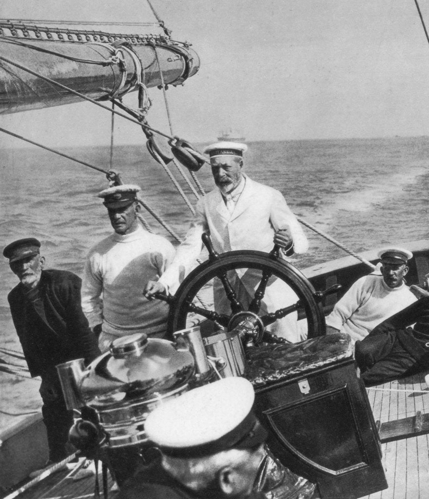 Detail of King George V at the helm of his yacht Britannia by Anonymous