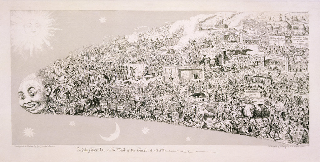 Detail of Passing events, or the tail of the comet of 1853' by George Cruikshank