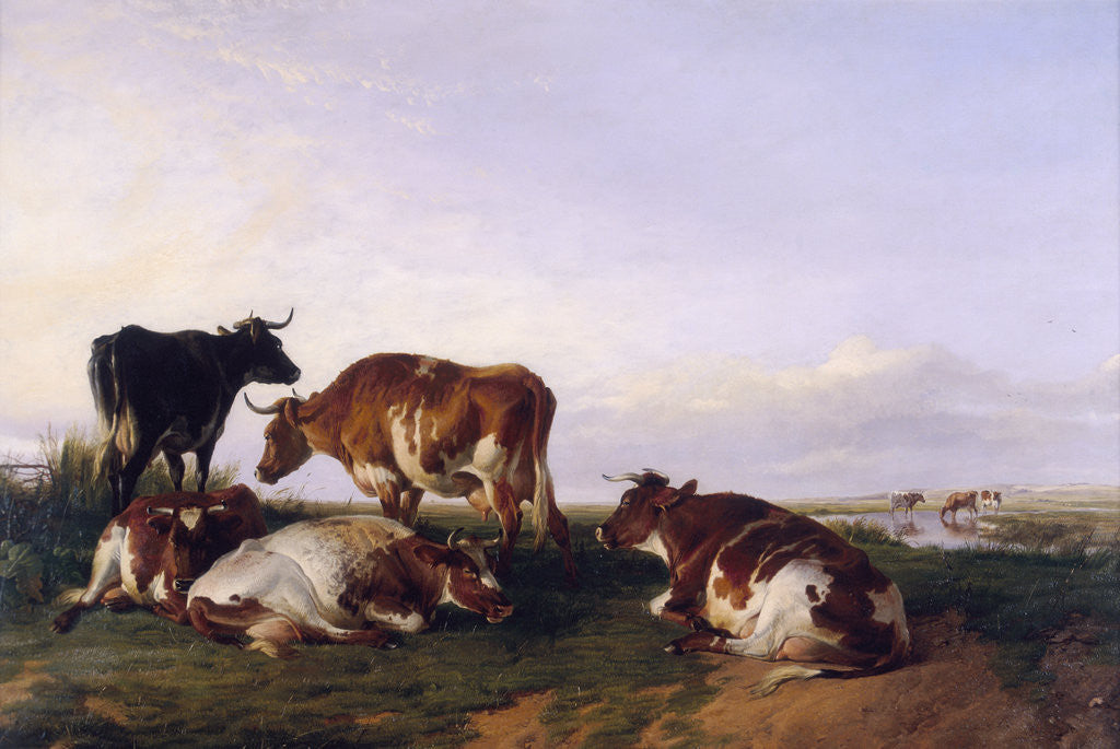 Detail of Landscape and cattle by Thomas Sidney Cooper