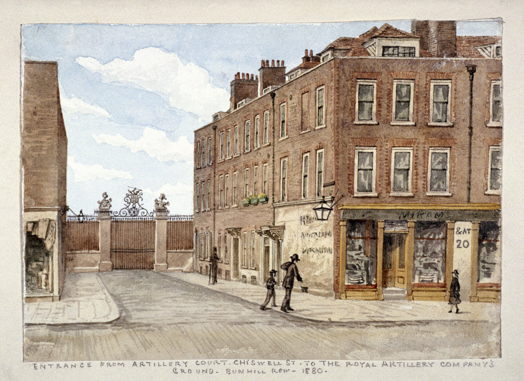 Detail of Chiswell Street with entrance to the Royal Artillery Company's ground, Finsbury, London by Anonymous