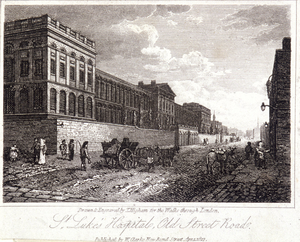 Detail of View of St Luke's Hospital, Old Street, Finsbury, London by Thomas Higham