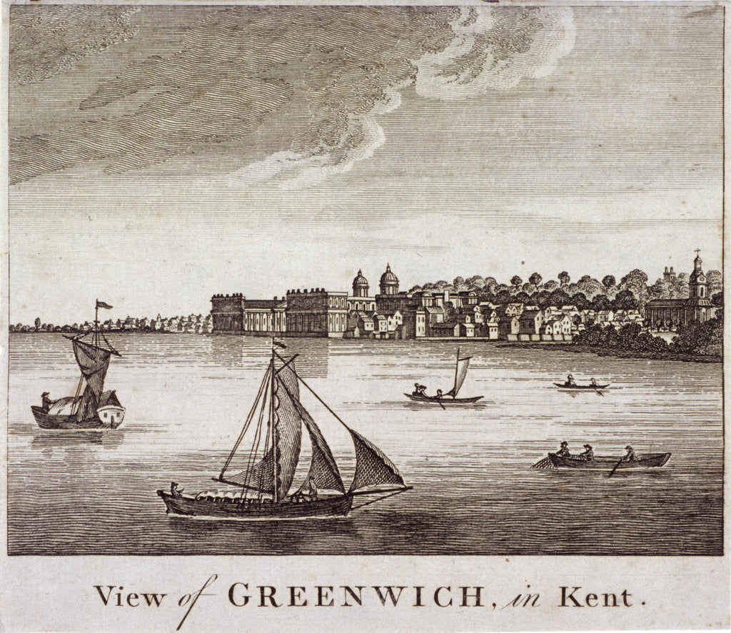 Detail of View of Greenwich with boats on the River Thames in the foreground, London by Anonymous