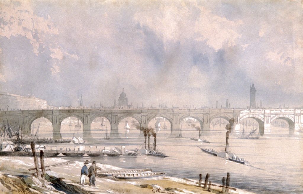 Detail of Waterloo Bridge, looking towards the City, London by G Chaumont