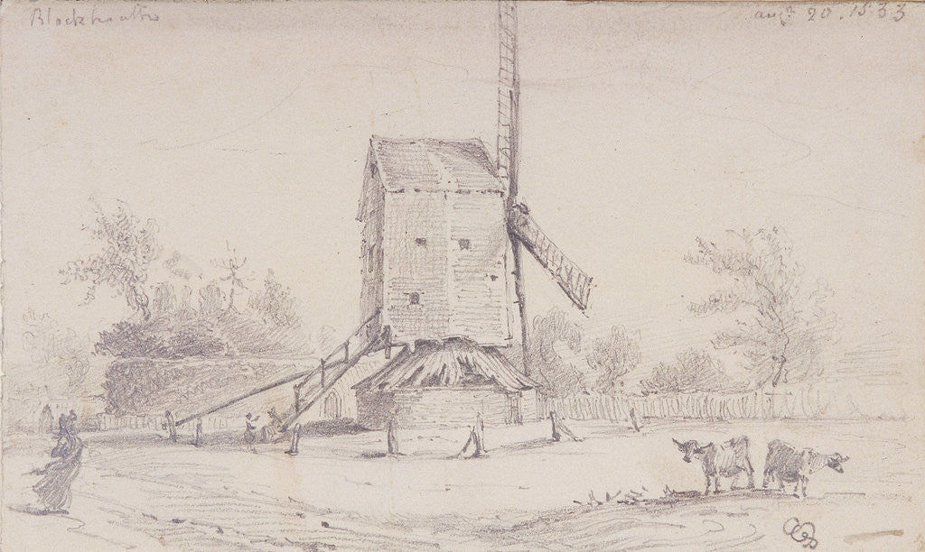 Detail of View of windmill on Blackheath, Greenwich, London by George Shepheard