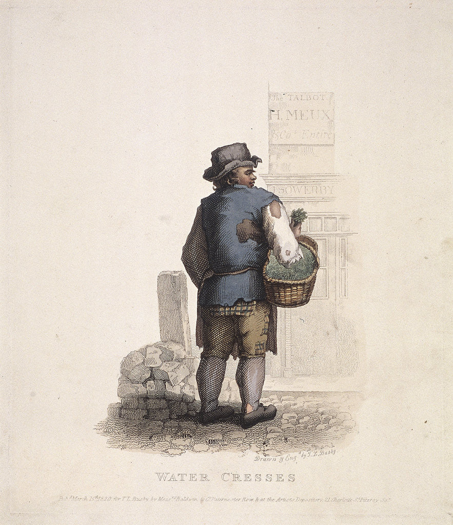 Detail of Watercress seller with a basket on his arm by Thomas Lord Busby