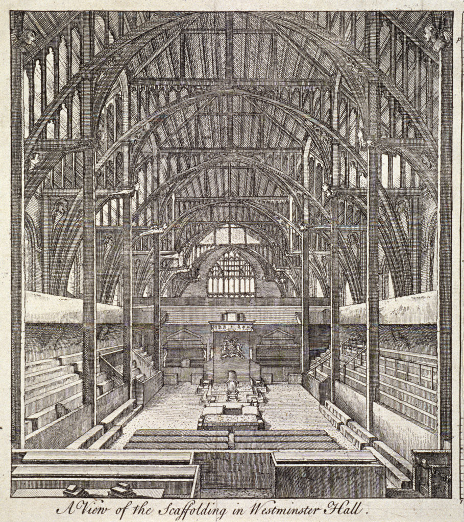 Detail of View of the scaffolding in Westminster Hall, London by Anonymous