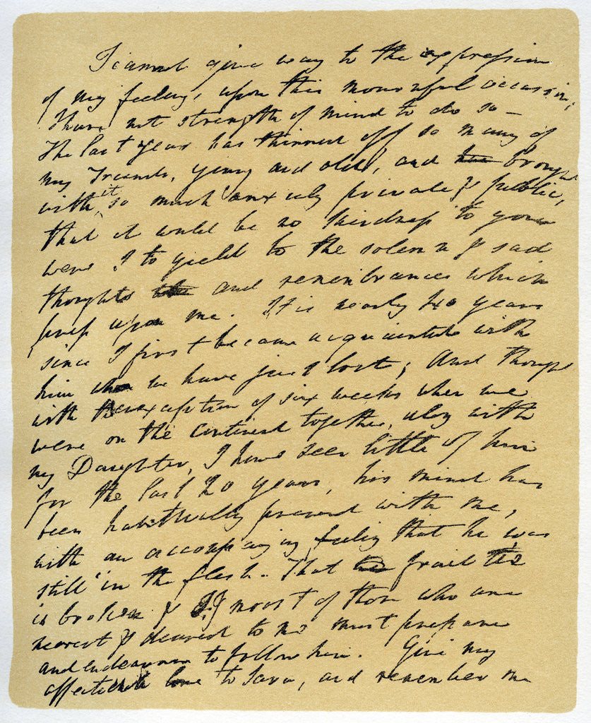 Detail of Letter from William Wordsworth on the death of Samuel Taylor Coleridge by William Wordsworth