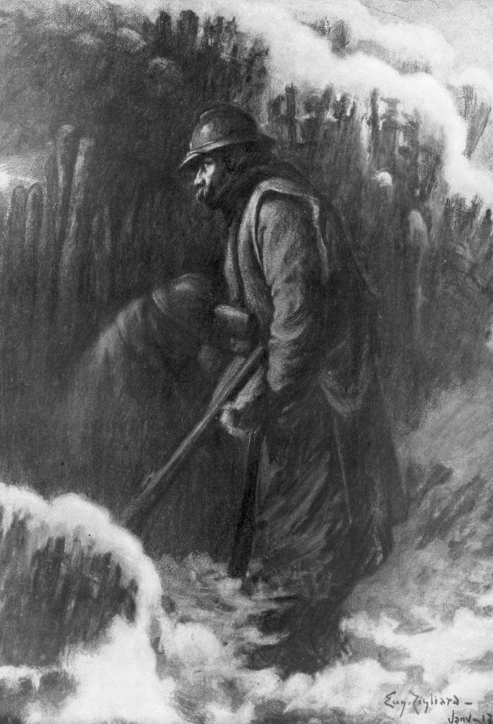 Detail of 'Sentry duty at a Small Post', First World War, January 1917 by Eugene Zigliara