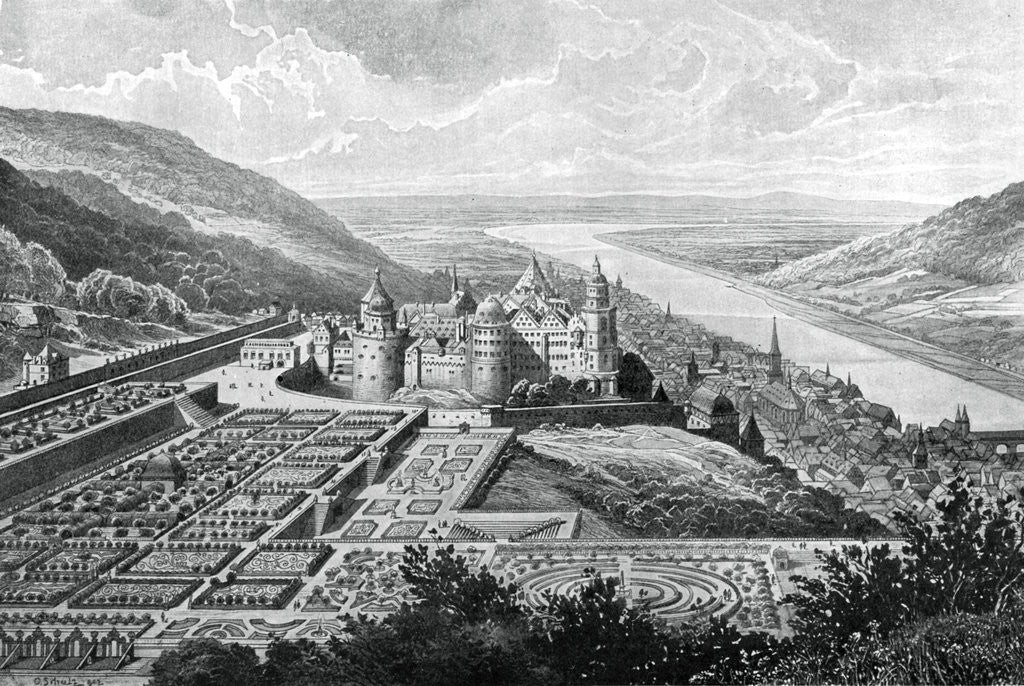 Detail of Heidelberg Castle, Germany, in 1620 by Matthaus Merian