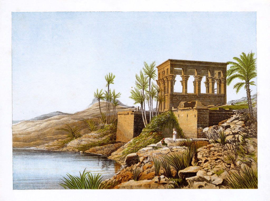 Detail of Egyptian temple by the River Nile, Egypt by W Dickens