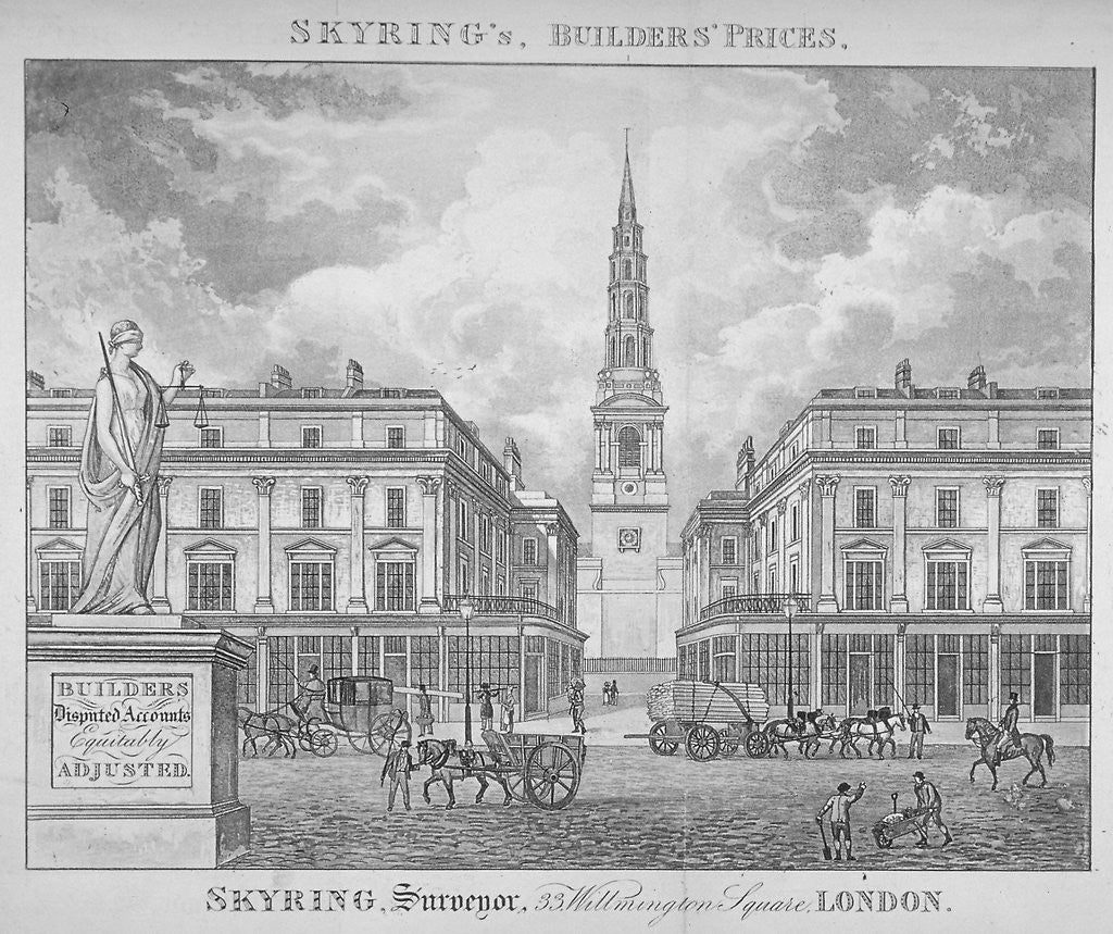 Detail of View of St Bride's Church, Fleet Street, through St Bride Avenue, City of London by Anonymous