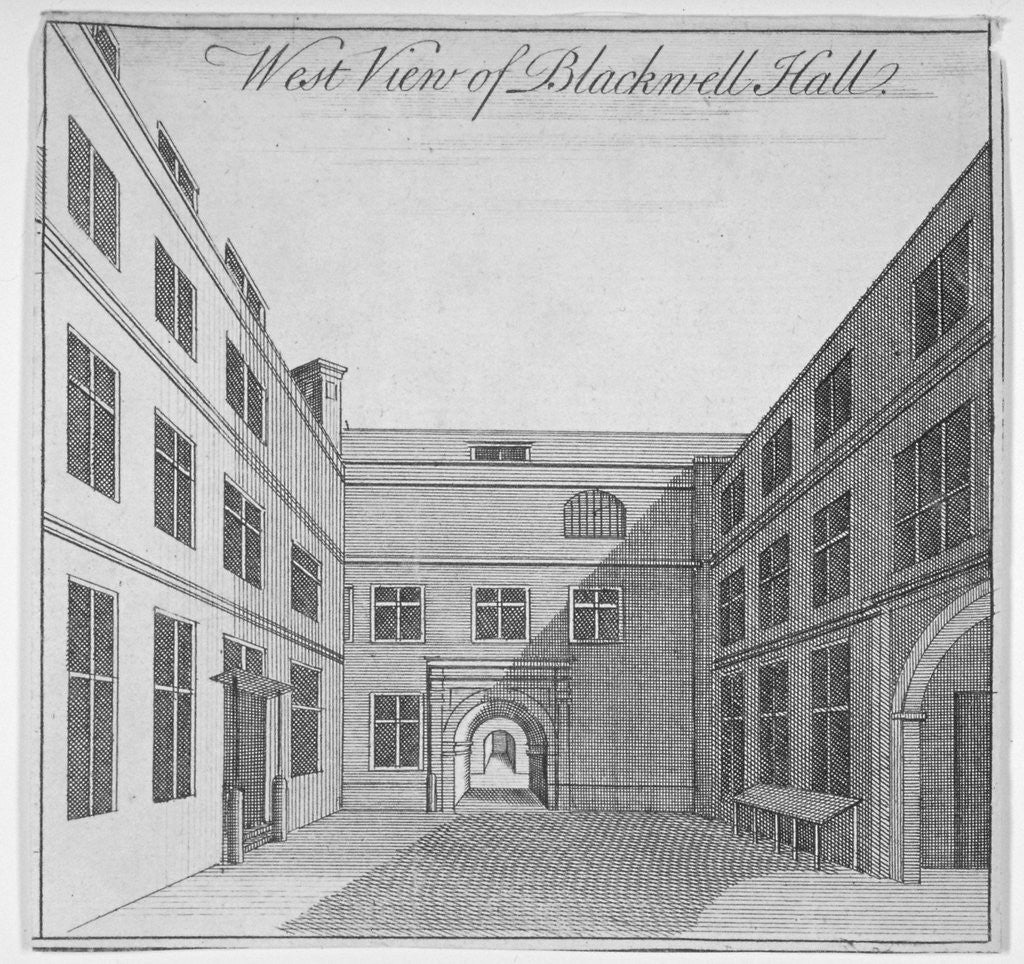 Detail of West view of courtyard in Blackwell Hall, City of London by Anonymous