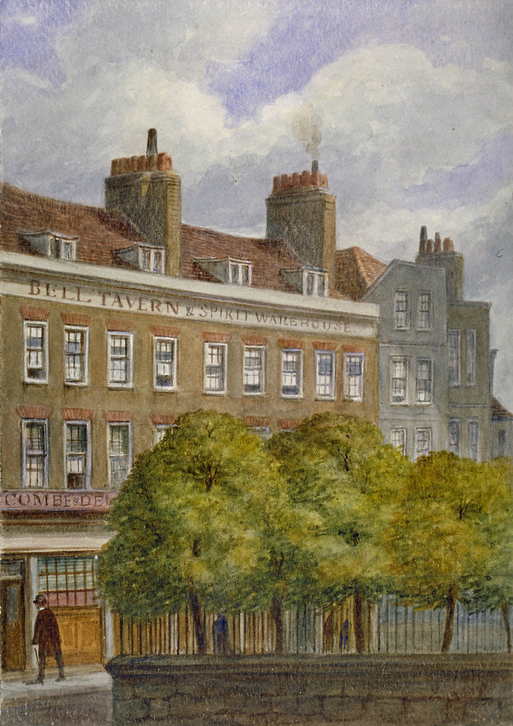 Detail of View of the Bell Tavern, Church Row, Aldgate, City of London by JT Wilson